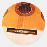 Orange Guitar Round Stickers