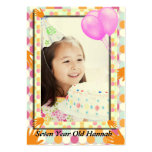 Orange HandPrint Girls Polkadot Birthday PhotoCard Business Card Template