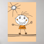 orange happy monster enjoys sunshine posters