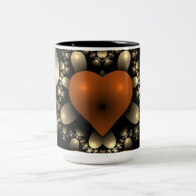 Orange Heart Design Black Mug