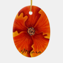 Orange Hibiscus  art work by mlara Ornament