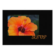 Orange Hibiscus RSVP Card Custom Announcements