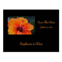 Orange Hibiscus Save The Date Postcard