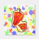 Orange hot peppers one cut in half graphic magnets