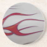 orange hotrod flames on white drink coasters