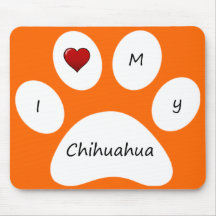 Orange I Love My Chihuahua Mouse Pad