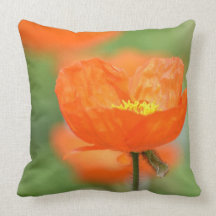 Orange Iceland Poppy Flower Throw Pillows