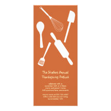 Orange kitchen utensil Thanksgiving potluck party Custom Invites