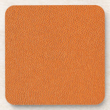 Orange Leather Look Beverage Coaster