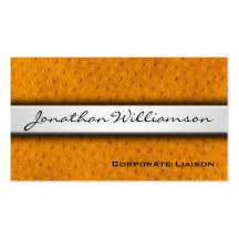 Orange Leather Modern Professional Business Card