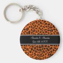Orange leopard print wedding favors key chains