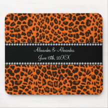 Orange leopard print wedding favors mouse pads