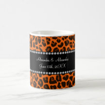 Orange leopard print wedding favors mug
