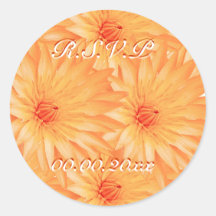 Orange lilly rsvp stickers - customizable template