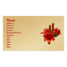 Orange Lily Blossoms Business Card Template