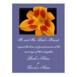 Orange Lily Wedding Invitation postcard.
