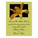 Orange Lily Wedding Invitation postcard.
