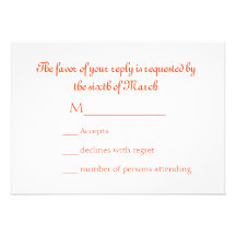 Orange Loin's tail Wedding RSVP card Custom Invites