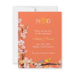 Orange Love Birds Spring Floral Save the Date Personalized Invites