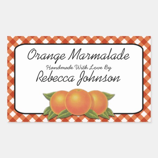 Orange Marmalade Custom Text Jar Label Rectangular Sticker Zazzle