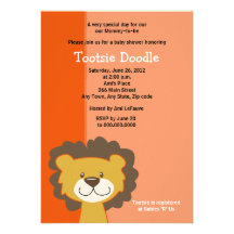 Orange mignonne d'invitation de baby shower du lio