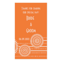 Orange Modern Wedding Favour Gift Tags Thank You Business Card Templates
