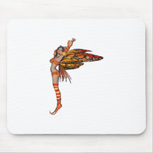 Orange Monarch Pixie Butterfly Fairy 2 - Mouse Pads