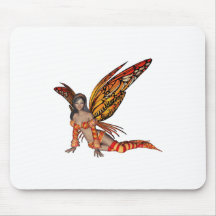 Orange Monarch Pixie Butterfly Fairy 3 - Mouse Pad
