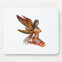 Orange Monarch Pixie Butterfly Fairy 4 - Mousepads