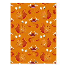 Orange Monster Print Post Cards
