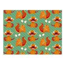 Orange Monster Stripes Postcard