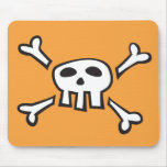 Orange mousepad with pirate skull cartoon for kids