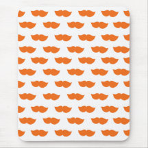 Orange Moustaches Mouse Pad