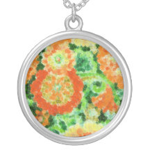Orange n Green Floral Custom Necklace