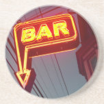 Orange Neon Bar Sign Photograph Coasters