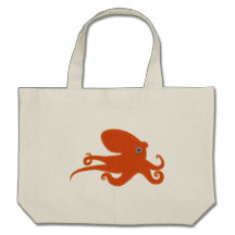 Orange Octopus Canvas Bag