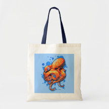 orange octopus canvas bags