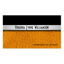 Orange Ostrich Leather Modern Business Cards