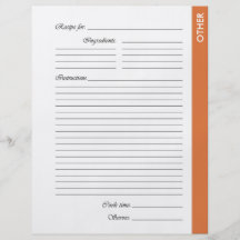 Orange OTHER 2-sided Recipe Pages Flyers