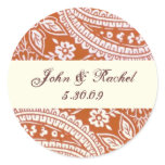 Orange Paisley with names and date stickers