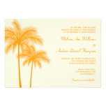 Orange Palm Tree Tropical Wedding Custom Announcements