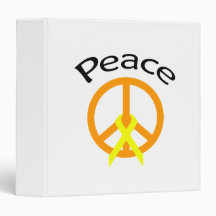 Orange Peace Word & Ribbon 3 Ring Binder