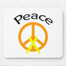 Orange Peace Word & Ribbon Mouse Pad