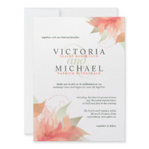 Orange Peach Floral Wedding Invitations