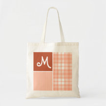 Orange, Peach Plaid Canvas Bags