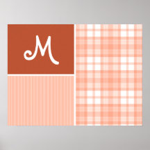 Orange, Peach Plaid Poster