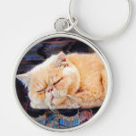 Orange Persian Cat Key Chain