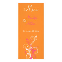 Orange, Pink, and White Floral Menu Card Custom Rack Cards