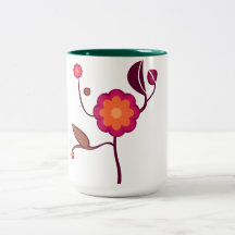 Orange - pink blossom mugs