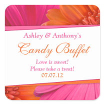 Orange Pink Gerbera Daisy Floral Candy Buffet Stickers